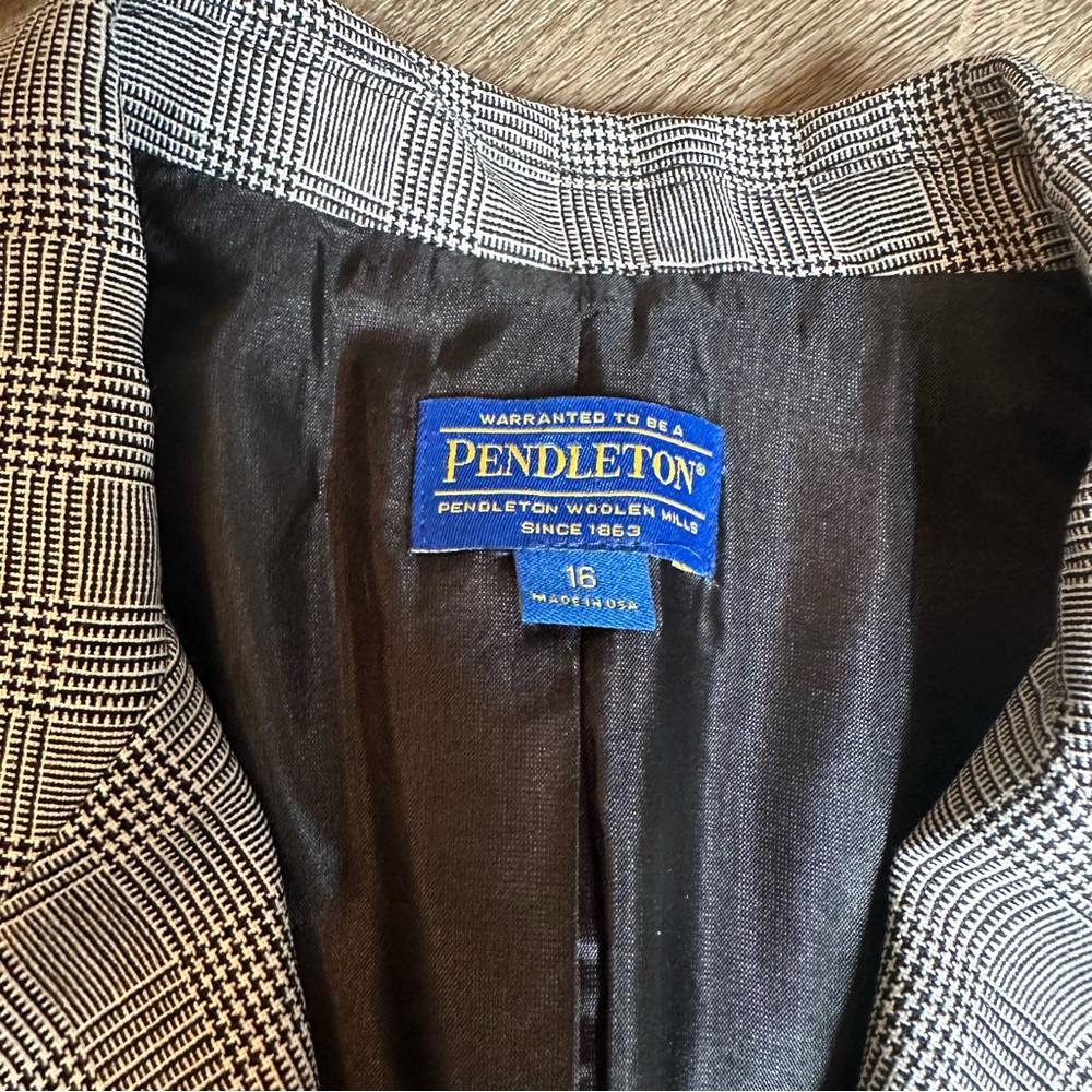 Pendleton Black & White Patterned 100% Wool Blaze… - image 5